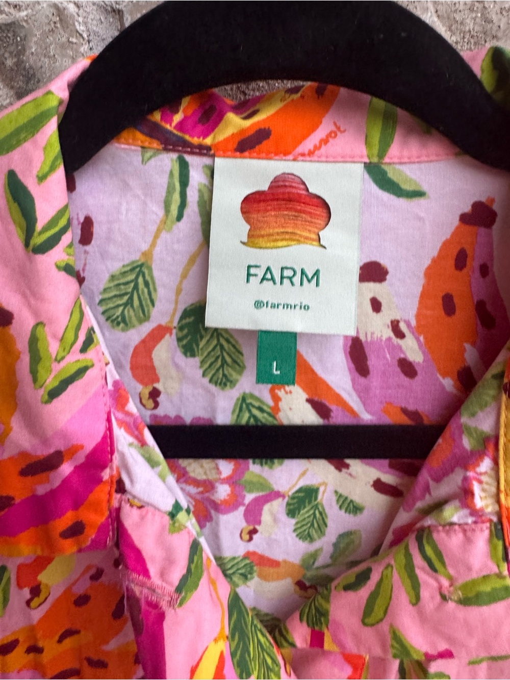 Farm Rio Painted Bananas Ruffle Shirt Midi Dress Size Large - Picture 7 of 14